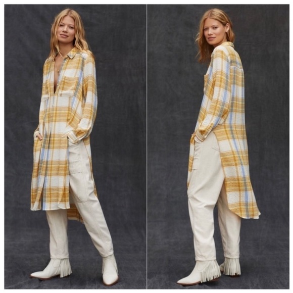 Anthropologie Tops - Anthropologie Pilcro Side-Slit Maxi Tunic Button-down Size Small NWT